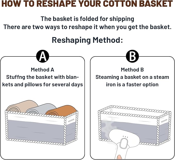 Large Shallow Organizing Baskets 15x11x5.1 Inches - Rope Woven Storage Bins for Bathroom, Shelves, Cube Closet, Gradient Brown 2 Packs