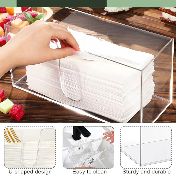 Mumufy 2 Pcs Acrylic Fold Paper Towel Dispenser Countertop Napkins Dispenser Napkin Holder Multifold Disposable Acrylic Paper Towel Holder for Z or C Fold (Clear)