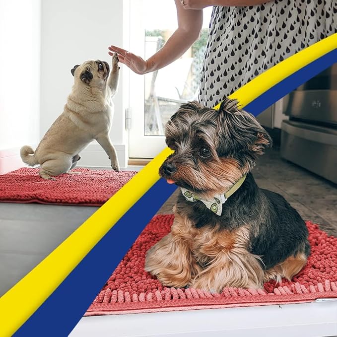 Muddy Mat® | Super Absorbent Door Mat Indoor, Microfiber Quick Dry Chenille Entryway Rug, Non-Slip Front Door Mat, Indoor Mats for Entryway, Machine Washable Pet Rug, Red 36" x 120"