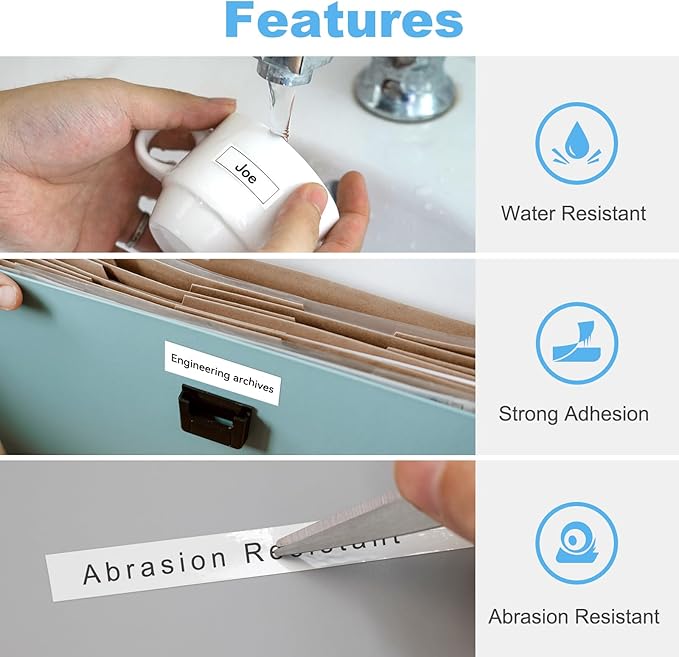 12mm 0.47 Laminated White Tape Compatible with Brother Label Maker Tape Replacement for Brother P-Touch Label Tape TZE-231 12mm 0.47 Laminated White for PT-D210 D220 1280 H110 1280 D400, 5-Pack