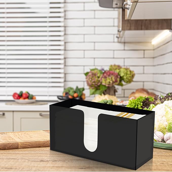 Mumufy 2 Pcs Acrylic Fold Paper Towel Dispenser Countertop Napkins Dispenser Napkin Holder Multifold Disposable Acrylic Paper Towel Holder for Z or C Fold (Black)