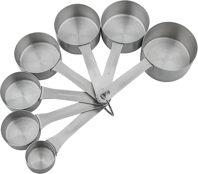 Smithcraft Measuring Cups and Spoons Set, Stainless Steel Measuring Cups, 18/8(304) Material Heavy Duty 7 Measuring cups and 8 Measuring Spoons 1 Leveler and 2 rings