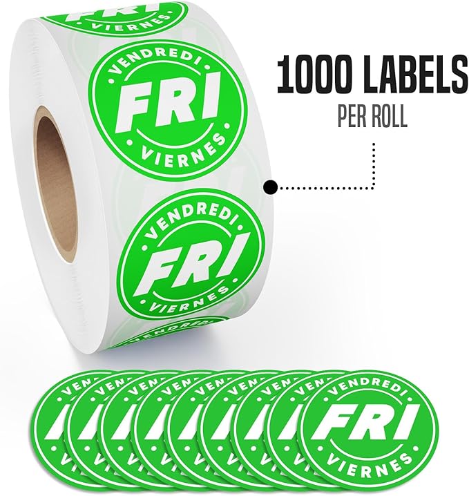 Easy Identification Date Stickers 7,000 Days of The Week Stickers – Friday 3/4" Days of The Week Food Labels – Day Dots for Food – Restaurant Supplies – Best by Commercial Kitchen Supplies