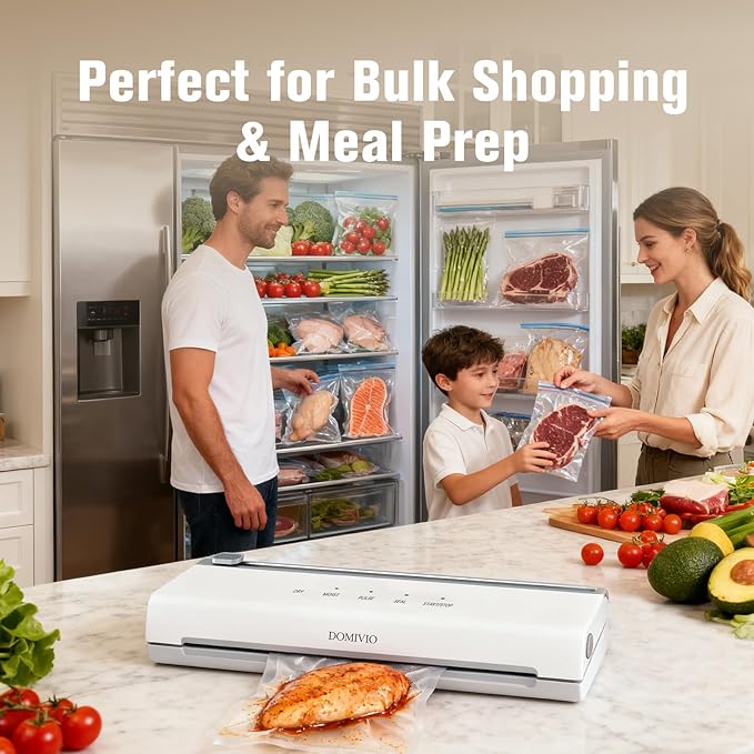 Vacuum Sealer Machine for Food, 5-in-1 Food Saver with Built-In Cutter & 20 BPA-Free Bags – Dry & Moist Modes, Compact Easy-to-Use Vacuum Sealer for Meal Prep, Freezer Storage & Long-Lasting Freshness