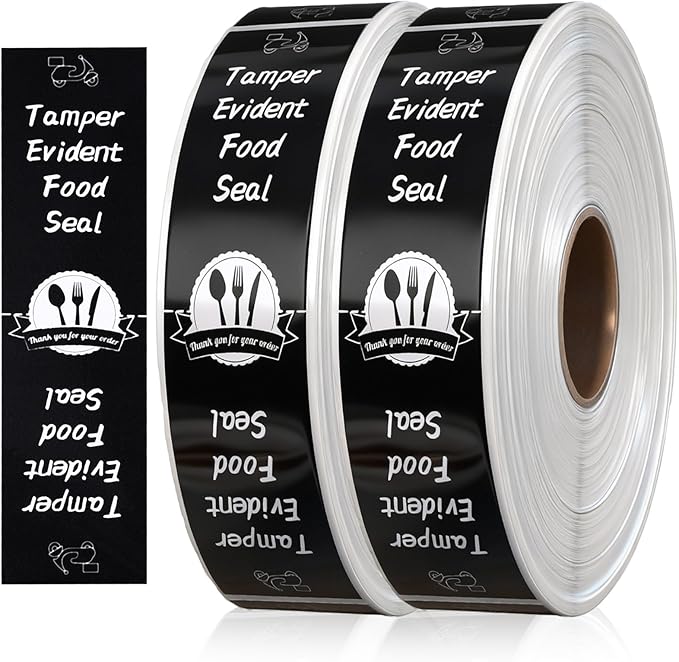 1000 Pieces Tamper Proof Stickers Safety Stickers for Food Delivery 1.5 x 6 Inches Tamper Seal Proof Tape Safe Labels Sealed for Freshness Drink Food Container Pizza Boxes(Black)