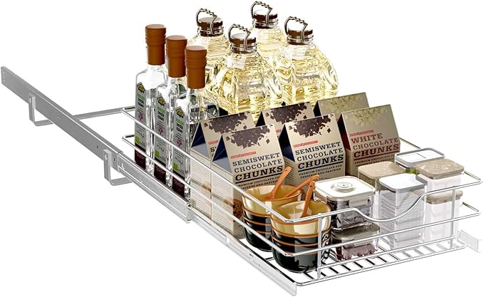 Pull Out Cabinet Organizer, (11½"W x 20" D), Soft Close Pull Out Cabient Drawer, Slide Out Cabient Organizer for pot and pan Kitchen Base Cabinet, Pantry Organization, Bathroom, Wire Basket