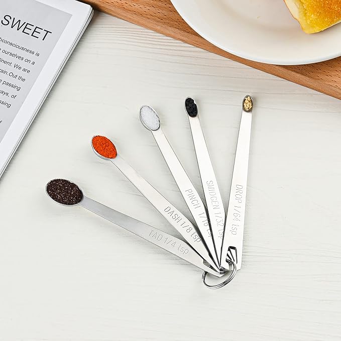zoyizi Measuring Cups and Spoons Set 22, 18/8 Stainless Steel Long Hanlde Measuring Spoons & Mini Measuring Spoons and 1 Leveler, Metric & US Measure Cup and Spoon for Dry and Liquid