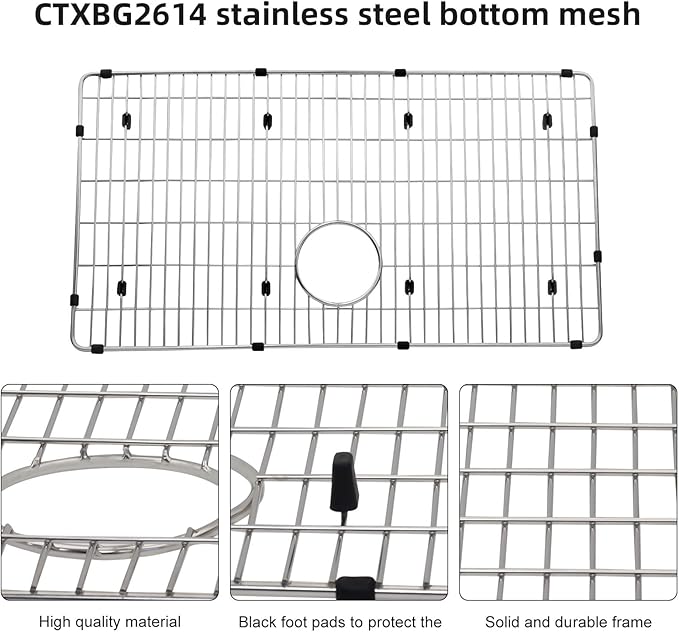 Kitchen Sink Grid Stainless Steel Sink Protector 26 x 14" Sink Rack for Bottom of Sink Compatible with EFRU281610T, EFRU2816T, and EFU281610T