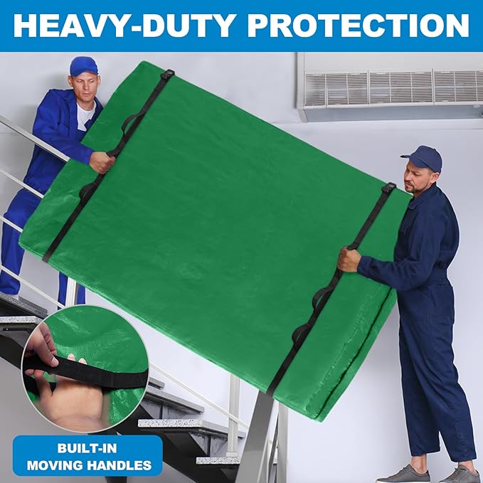TICONN Mattress Bags for Moving, Heavy Duty Twin XL Mattress Cover Storage Bag with Full-Around Handle and Adjustable Buckles (Green, Twin XL)