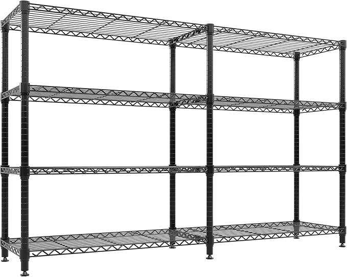 Garvee 70.8" W Storage Shelves Metal Shelving Unit, 4-Tier Heavy Duty Wire Shelving L-Shaped Storage Rack with Adjustable Shelf for Pantry Kitchen Corner Bedroom, 1100 LBS Capacity