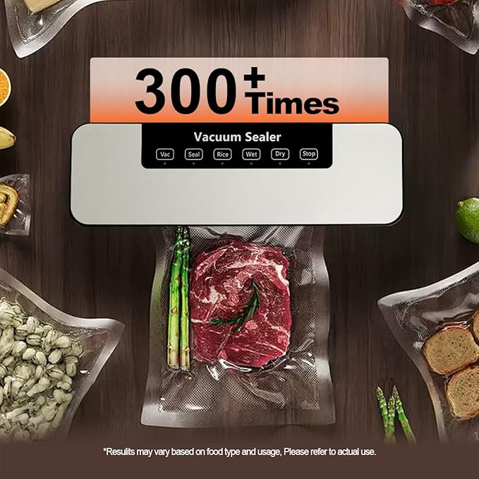 Vacuum Sealer Machine,4-in-1 Food Vacuum Savers Kit, 20s Fast Seal for Dry & Moist Food, LED Display, with 5 BPA-Free Reusable Vacuum Bags