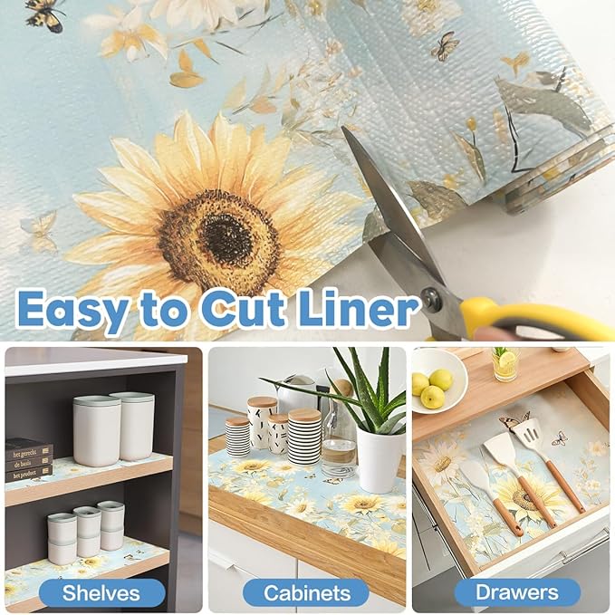 Shelf Liner for Kitchen Cabinets Non Adhesive Drawer Liner,Cabinet Liner for Shelves,Non Slip Kitchen Drawer Liners for Dresser,Waterproof Shelf Paper for Refrigerator,Cupboard,12In x 10FT