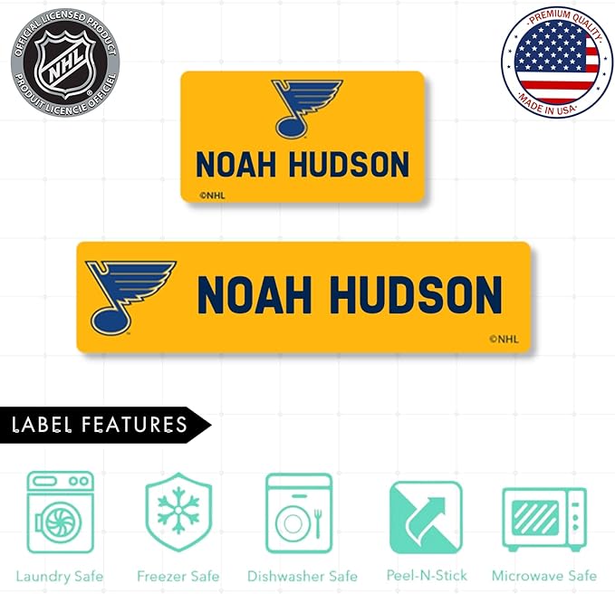 NHL Hockey Labels - Custom Peel and Stick, Waterproof Labels - Great for Organization, Sports, School, Day Camp Labels - 155 Pack (St. Louis Blues)