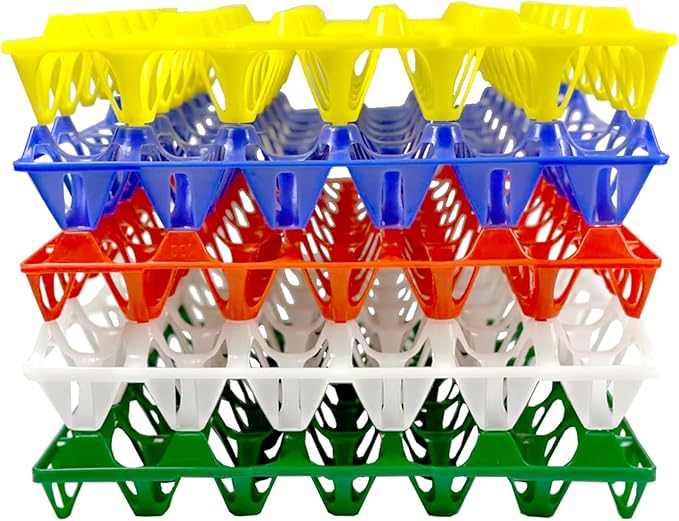 15-Pack Reusable Plastic Egg Tray Egg Crates 30-Egg Flats for Home Chicken Farmers, Stackable Egg Cartons Hold Multiple Eggs, Great for Storing, Sorting, and Shipping Eggs, Durable and Reusable