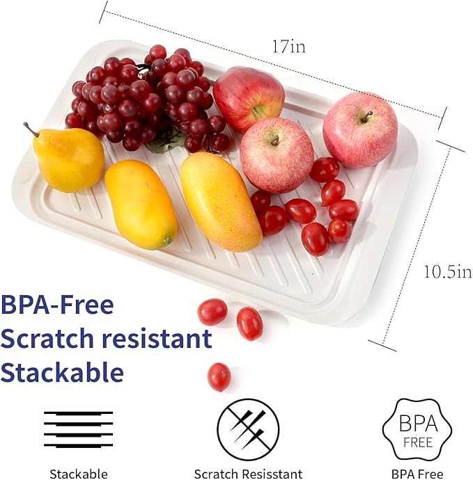 TP Grilling Prep and Serve Trays, 17 x 10.5 inch BBQ Trays for Cooked and Raw Foods, Set of 2 Melamine Serving Platters for Meats, Grill Accessories, Blue and White