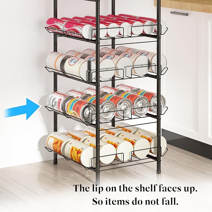 GILLAS 3 5 6 7 8 Tier Water Bottle Storage Rack, Free Standing Vertical Metal,Water Bottle Organizer, Large Capacity Bottled Rack Water Holder Stand for Cabinet Kitchen Party Pantry,Black