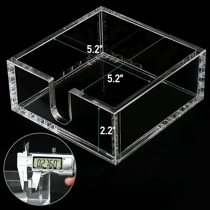 LotFancy Napkin Holder, Acrylic Cocktail Napkin Holder for 5 x 5 inch Napkin, Clear Paper Holder for Table, Kitchen, Bar, Party, Square Tissue Dispenser, Napkin Caddy for Bathroom