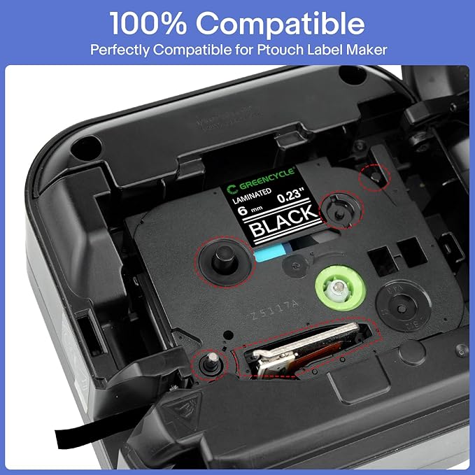 GREENCYCLE 3 Pack Compatible for Brother P-Touch Label Maker Tape TZe-315 TZ-315 6mm 0.23 Laminated Black TZe315 TZ315 1/4'' TZe TZ Tape for PT-D210 D220 D400 D600 300BT H100 D200