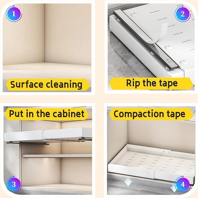 RAKSONIC Non-punch Retractable Cabinet Pull-Out Basket, Perfect for Housewives and Culinary Enthusiasts,Pull-Out Ahelf Kitchen Storage Device for Sinks and Drawers.(White-Small)