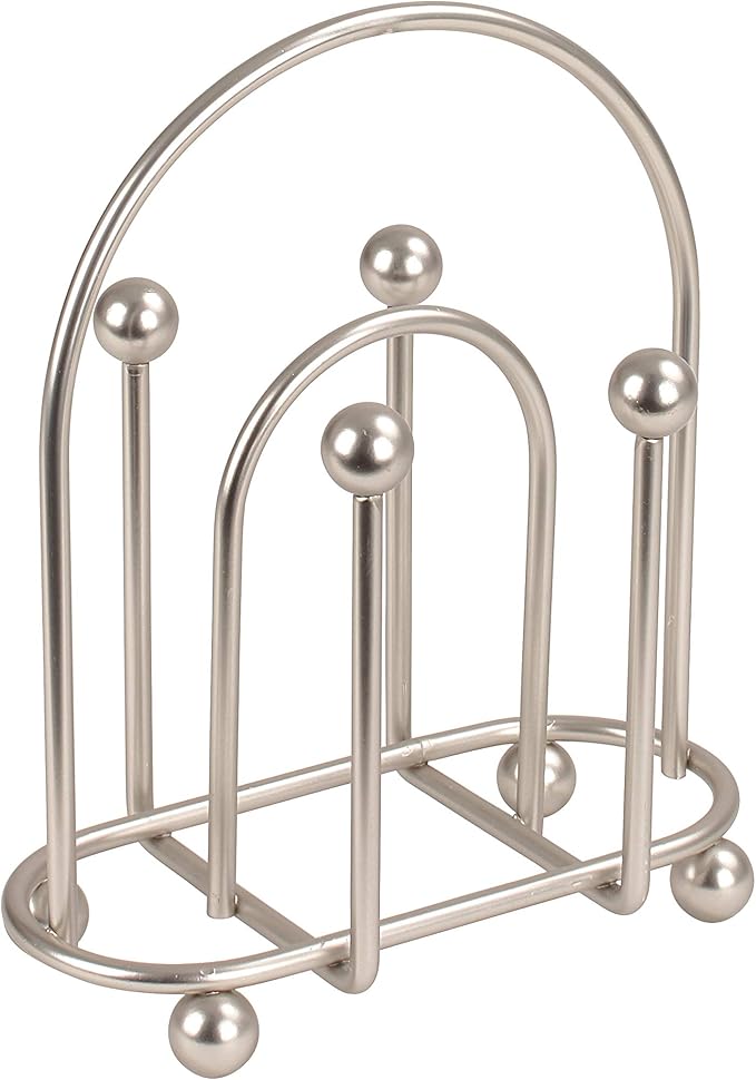 Spectrum Pantry Works Arch Vertical Napkin Holder, Upright Napkin Holder With Handle, Contemporary Napkin Storage for Dining Table, Countertop Napkin Storage for Kitchen Organization, Satin Nickel (40878)