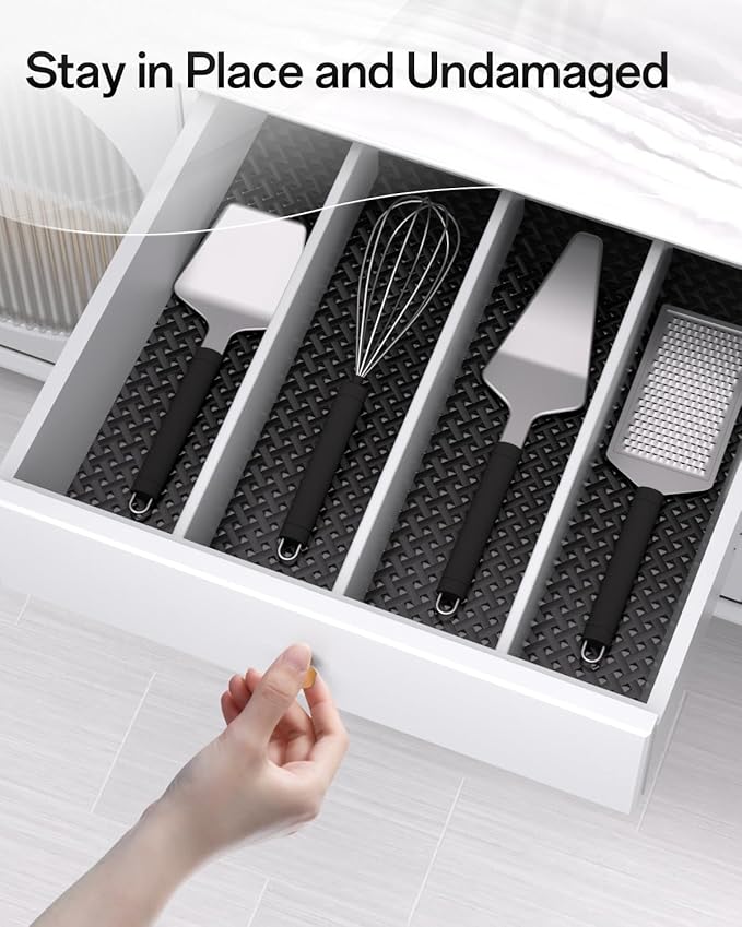 Shelf and Drawer Liner for Kitchen Cabinet, Non-Adhesive 12in x 240in Waterproof Contact Paper Refrigerator Liners Thickened Durable EVA Material Non Slip Mat for Dresser Cupboard Pantry Protector