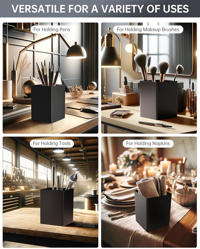 GaryVault Black Kitchen Utensil Holder - Elegant Silverware Holder, Versatile Picnic and Flatware Caddy, Ideal for Modern Countertop Storage Solutions