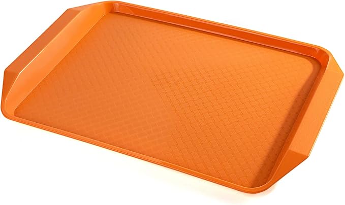 Aebeky Plastic Fast Food Tray,16.7 by 11.8-Inch,Set of 12 (Orange)