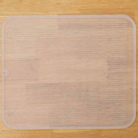 Silicone Dish Drying Mat for Multiple Usage,Easy clean,Eco-friendly,Heat-resistant Silicone Mat for Kitchen Counter or Sink,Refrigerator or Drawer Liner Translucent XL 18 inches x 16 inches
