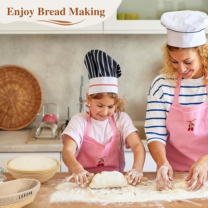 Lorzon Banneton Bread Proofing Baskets Set of 2, 10" Round & 11" Oval Sourdough Proofing Baskets with Sourdough Bread Baking Supplies, Bread Making Kit