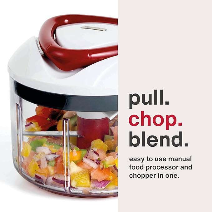 Zyliss Easy Pull Food Chopper and Manual Food Processor - Hand-Held Slicer & Dicer for Fruits & Vegetables - Easy Pull Manual Food Chopper - Cooking Gadgets & Kitchen Essentials - Easy Pull 2.0
