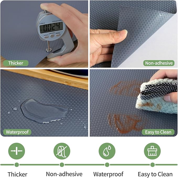 Shelf Liners 20 inch x 20 ft Shelf Liners for Kitchen cabinets nonstick Shelf Lining Drawer Mats EVA Protector for Cupboard (Gray,20 inch x 20 ft)