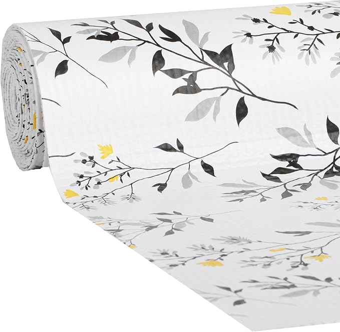 Smooth Top EasyLiner for Cabinets & Drawers - Easy to Install & Cut to Fit - Shelf Paper & Kitchen Drawer Liner Non Adhesive - Non Slip Shelf Liner - 20 Inch Width - 36 Total Feet - Dark Grey Branch