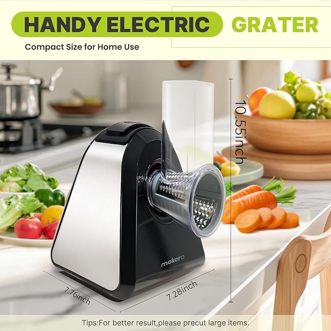Mokero 5 in 1 Electric Cheese Grater for Block Cheese, Kitchen Automatic Cheese Shredder & Salad Shooter, Easy to Clean Vegetable Chopper for Cheese,Cucumber, Potato, Carrots, Nut