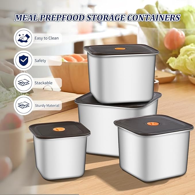 8PC-LFood Storage Containers, BPA Free, Airtight Lids, Ideal for Lunch, Meal Prep & Leftovers，Fresh box， Freezing box