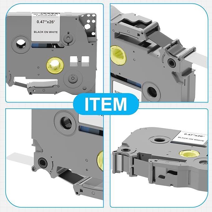 Label Maker Tape 12mm 0.47 White Replacement for Brother TZ TZe-231, Laminated Black on White Labels Refill Compatible with P Touch PT-D210 D220 H110 D200 D400 6 Pack