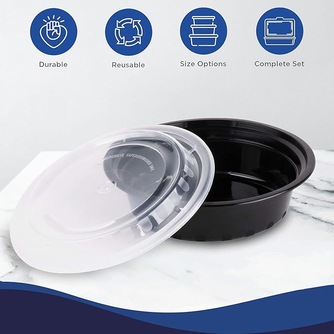Ruthy's Outlet Meal Prep Containers with Lids, Food container bowl - BPA-Free, Stackable, Freezer & Dishwasher Safe, Reusable Food Storage for Lunch & Portion Control (16 oz - 50 Pack)