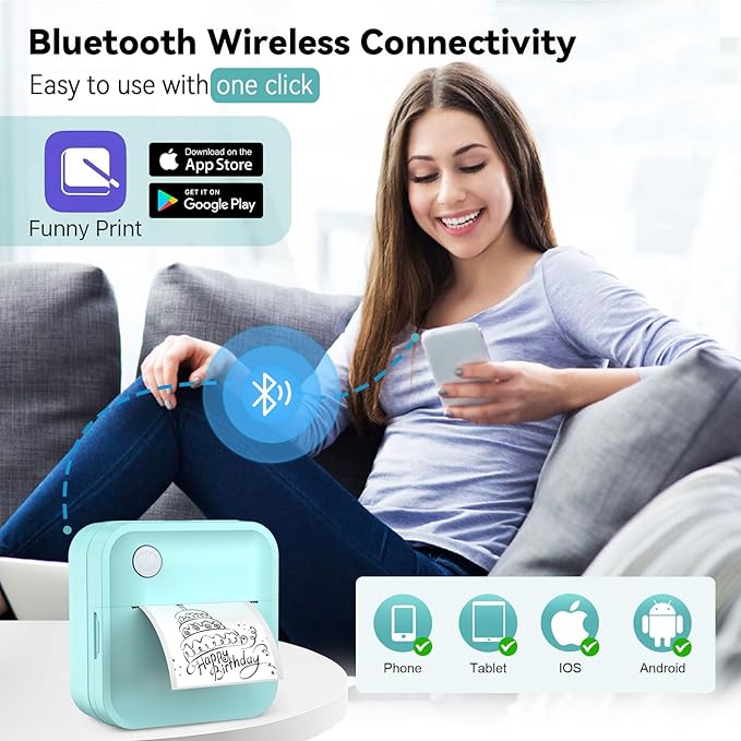 Label Maker Machine with Tape - Inkless Mini Bluetooth Label Printer with Multiple Templates, Wide Waterproof Labels, Portable Thermal Sticker Labeler for School Home Office Kitchen Organization