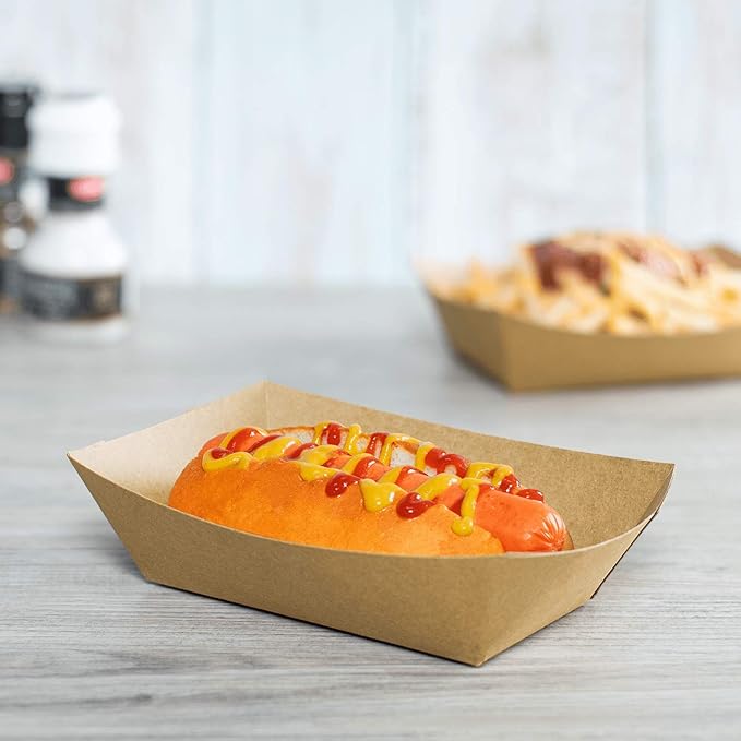 Karat [3 lbs - 500 Pack Kraft Paper Food Serving Tray for Hot Dogs, Fries, Roasted Chicken, Ribs, Steaks (FP-FT300K)