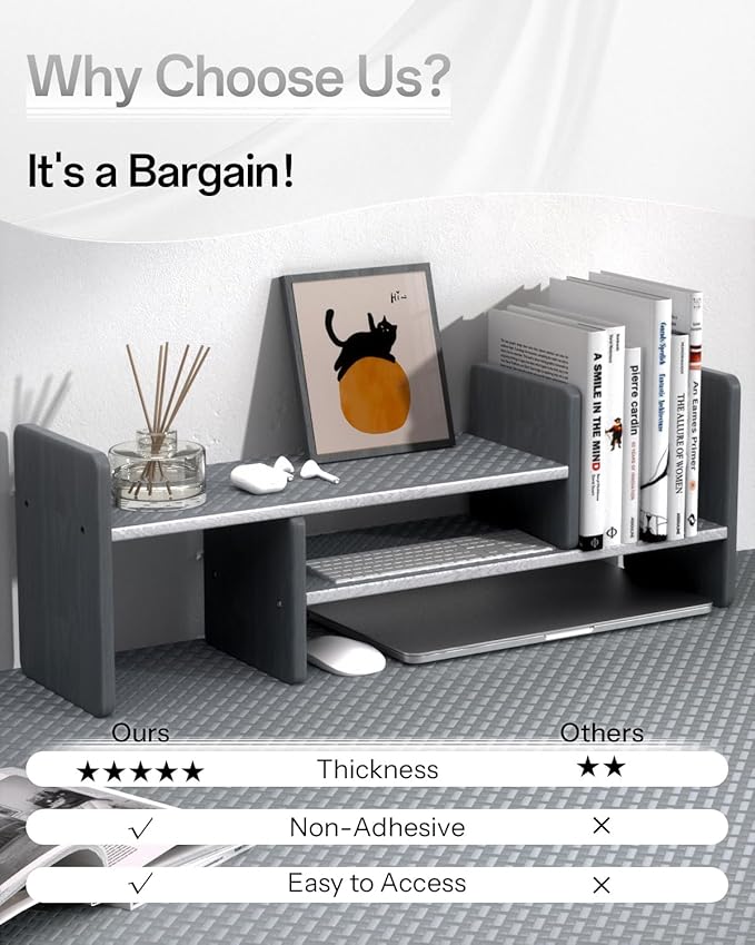Shelf and Drawer Liner for Kitchen Cabinet, Non-Adhesive 24in x 240in Waterproof Contact Paper Refrigerator Liners Thickened Durable EVA Material Non Slip Mat for Dresser Cupboard Pantry Protector