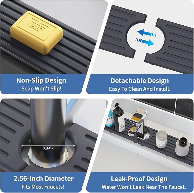 Fast Drying Kitchen Sink Splash Guard, Durable Stone Kitchen Faucet Mat, Water Absorbing Stone Tray for Sink, Diatomite Faucet Mat for Kitchen Sink, Stone Drying Mat for Kitchen and Bathroom Counter