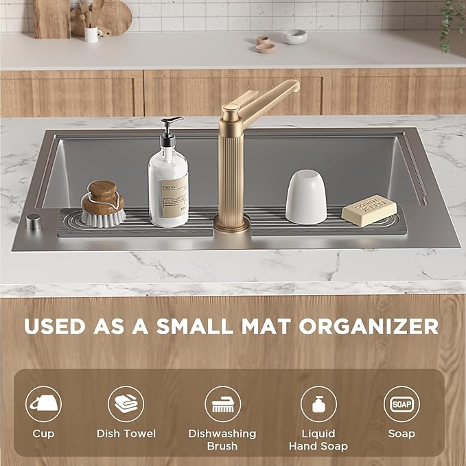 Faucet Mat for Kitchen Sink, Diatomite Stone Drying Sink Protectors, Bathroom Faucet Splash Guard, Quick Dry Water Absorbing, Non-Slip Stone Tray for Kitchen Counter, Grey, 23.6" x 3.9"