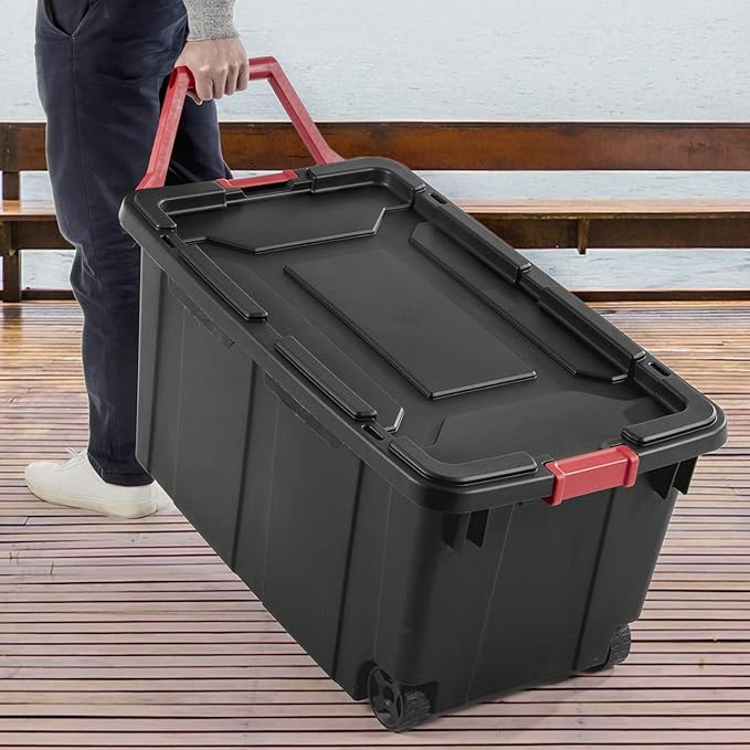 Storage Bins 40 Gallon Heavy-Duty Plastic Storage Bins, Container Totes with Durable Lid and Secure Latching Buckles, Stackable 2 Pack