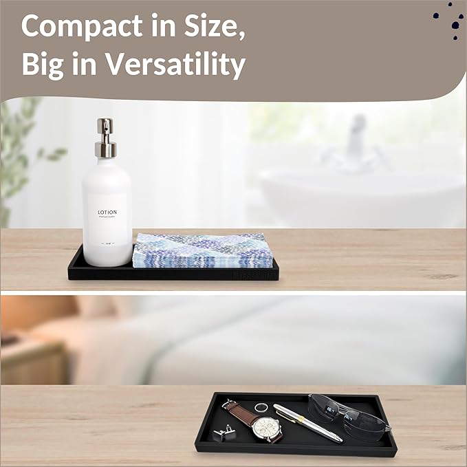 Spacewiser Countertop and Vanity Tray - 2 PC Large 11.7" Silicone Bathroom Trays, Counter Organizer, Dish Soap Sponge Holder Kitchen Sink Tray Organizer, Sink Caddy Toothbrush Key Kitchen Soap Trays