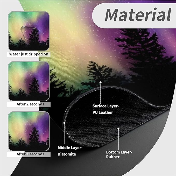 Kitchen Sink Splash Guard，Arctic Lights in Alaska Faucet Mat Sink Gadgets-Super Absorbent Fast Drying Mat Drip Catcher for Kitchen, Bathroom,Sink Mat, Dish Drying Mat, Bathroom(15" X 5.5" )