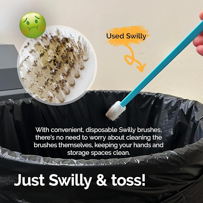 Evaclean Swilly Original Disposable Crevice Brushes - 100 Pack - Versatile Cleaning Tool for Tight Spaces, Window Tracks, Keyboards, Car Vents, and Household Use (Blue)