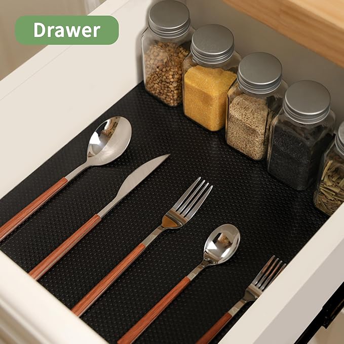 Shelf Liners 24 inch x 20 ft Shelf Liners for Kitchen cabinets nonstick Shelf Lining Drawer Mats EVA Protector for Cupboard (Black,24 inch x 20 ft)
