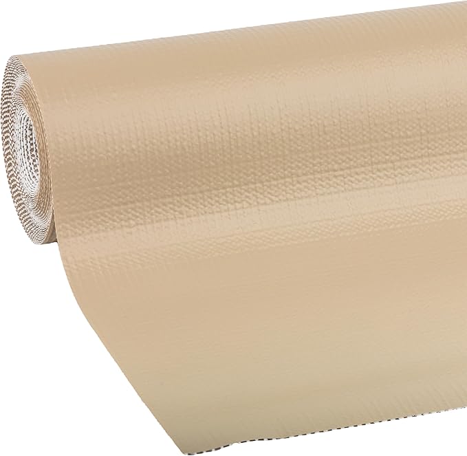 Smooth Top EasyLiner for Cabinets & Drawers - Easy to Install & Cut to Fit - Shelf Paper & Drawer Liner Non Adhesive - Non Slip Shelf Liner for Kitchen & Pantry - 12in. x 24ft. - Beige