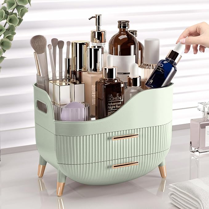 Pajiriona Makeup Organizer with Drawers,Skincare Organizer for Vanity,Storage Box with Handle,Large Cosmetic Display case for Dresser, Bathroom Countertop