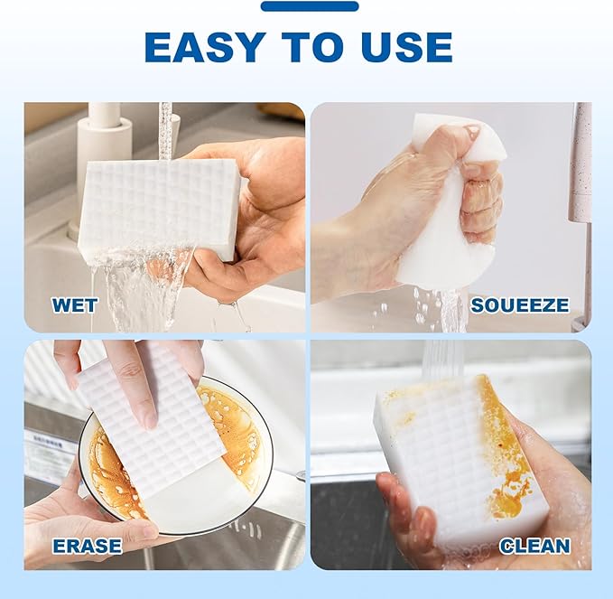 21 Pack Thick Melamine Sponges - Kitchen & Bathroom Scrub Pads(Ultra-Durable)