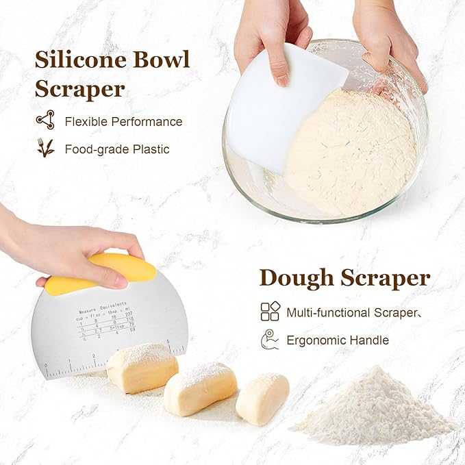 SHANNA Sourdough Starter Kit, Banneton Bread Proofing Basket, Sourdough Bread Baking Supplies, Sourdough Tools, Bread Making Tools, Round & Oval Proofing Basket, 15PCS